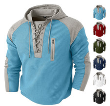 Men Long Sleeve Hooded Sweatshirt Casual Pullover tops Autumn Drawstring Hoodie