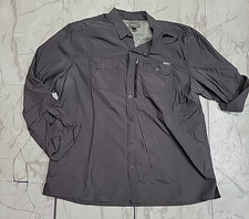 Eddie Bauer Travex Solid Gray Button-Up Long-Sleeve Flannel Shirt Men's 2XL