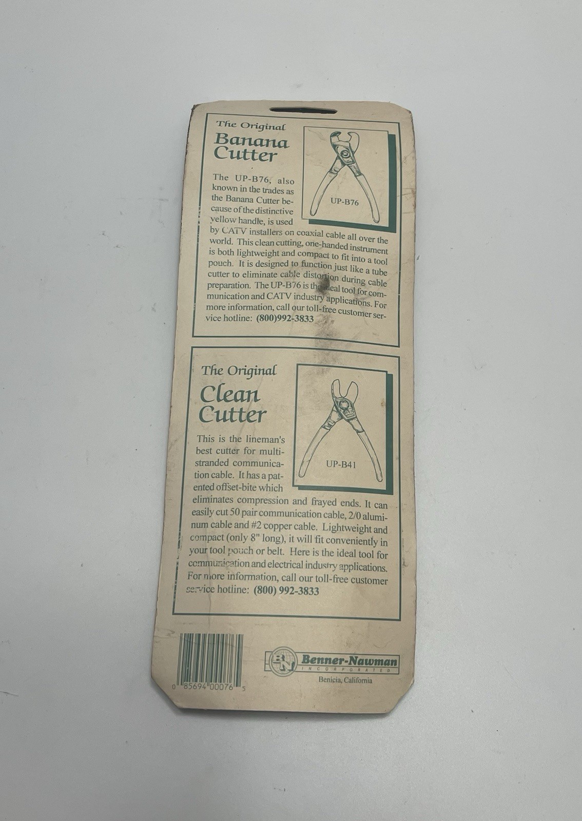 Benner Nawman UP-B76 "Banana Cutter" Coax Cable Cutters