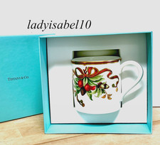 Tiffany  Co Holiday Garland Mug Coffee Cup Christmas Bone China In Box - Auth.