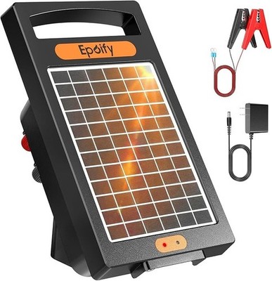 24 Hour Solar Electric Fence Charger, 10 Miles, Up to 10200v Output Range Electr