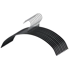 10 Pack Black Clothes Hangers Heavy Duty Dimple Crease Free Design