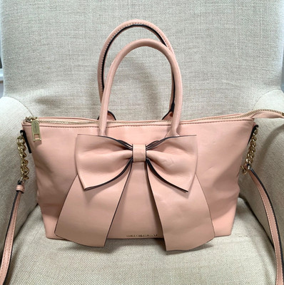 Karl Lagerfeld Large Kris Bow Tote Bag Pink Double Handles Crossbody