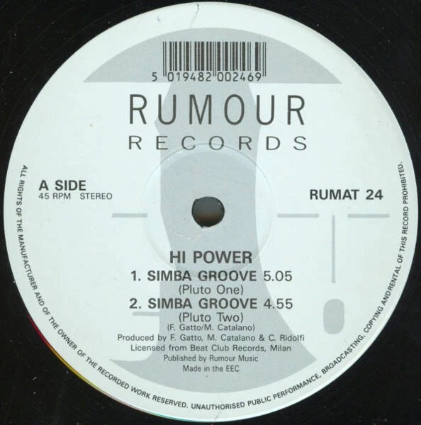 Hi Power - Simba Groove / Cult Of Snap - Used Vinyl Record 12 - N5628z, photo 3 of 4