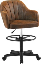 Home Office Desk Chair with Height Adjustable Seat and Footrest Ergonomic PU Sta