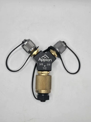 Appion MegaFlow 3/8" x 3/8" x 1/2" Vacuum Y-Connector Brass HVAC Hose Adapter