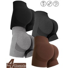 Women's 4 Packs Workout Gym Biker Shorts High Waist Seamless Butt Lifting Shorts