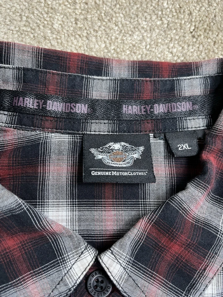 Camisa de vestir Harley Davidson Motorcycles mercancía genuina franela a cuadros 2XL Foto 3 de 4