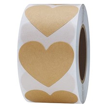 Love Heart Stickers 1.5 Inch Adhesive Labels 500 Per Roll  Kraft