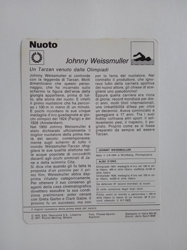 CARTE 1977 EDIZIONE RENCONTRE NUOTO JOHNNY WEISSMULLER - Picture 2 of 2