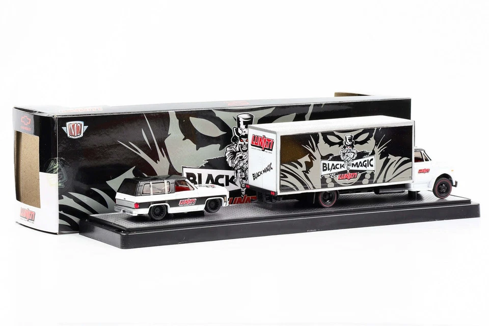 1:64 1968 Chevrolet C60 camion & 1973 macchine GMC Sierra Black Magic Lunati M2 - Immagine 2 di 3