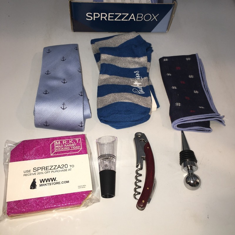 Delta Sprezzabox Neck Tie, Pocket Square, Socks, Cork, Opener, Coasters New #22 