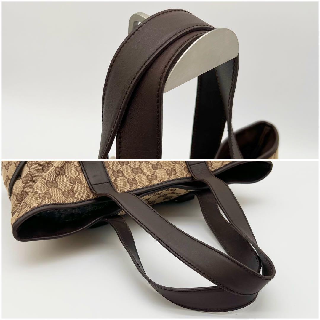 GUCCI Vintage GG Canvas Tote Bag Leather Brown Unisex A4 Authentic thumbnail 7