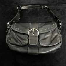 Vintage COACH 3653 Soho Flap Buckle Double Pocket With Black Leather