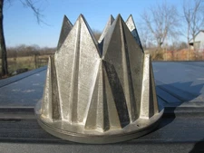 tin food mold antique ice cream art deco metal cathedral Italy farmhouse crown