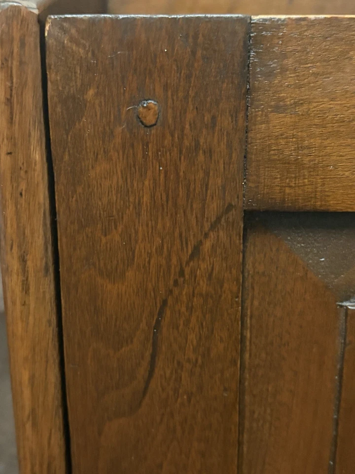 Antique 19th c Walnut Oak Spice Cabinet Cupboard Free Standing Wall Mount Pegged - Image 4 of 4