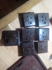 Vintage  MK Brown Bakelite Electrical Sockets Plug