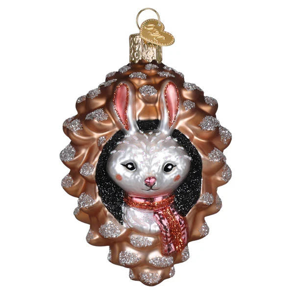 Old World Christmas PINEY RABBIT (12735) Glass Ornament w/ Box