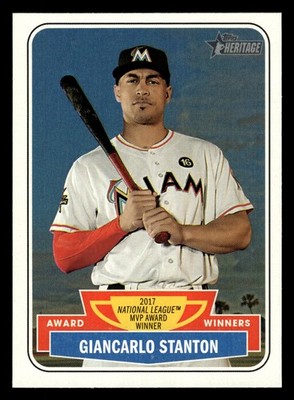 Giancarlo Stanton 2018 Topps Heritage #AW-2 Award Winners Miami Marlins