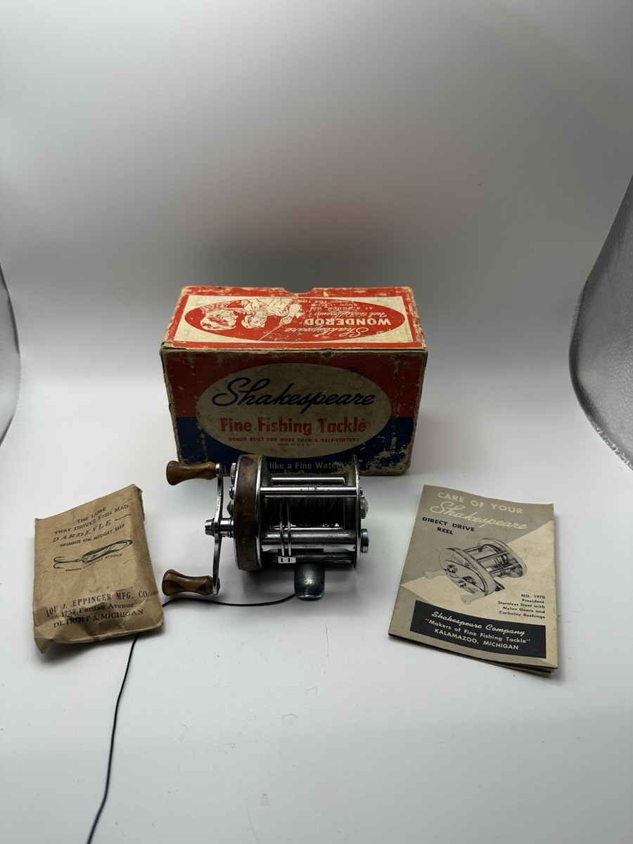 Vintage Shakespeare President 1970A Casting Fishing Reel w/ Box