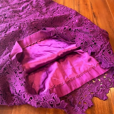 monique lhuillier purple lace dress Monique Lhuillier Purple Lace Long Sleeve Gown