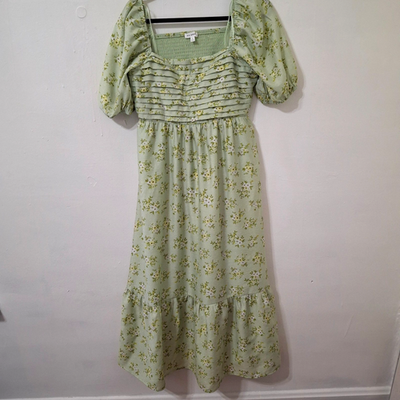 Blu Pepper Puff Sleeve Tiered Spring Green Midi/Maxi L Cottagecore Boho  Lined | eBay