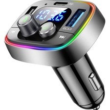 Multi-Function Bluetooth 5.4 Car Adapter with 7-Color LED  Hands-Free Calling