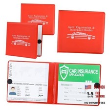 Auto Registration and Insurance Card Holder 2 Packs Car Document ID Holder Red