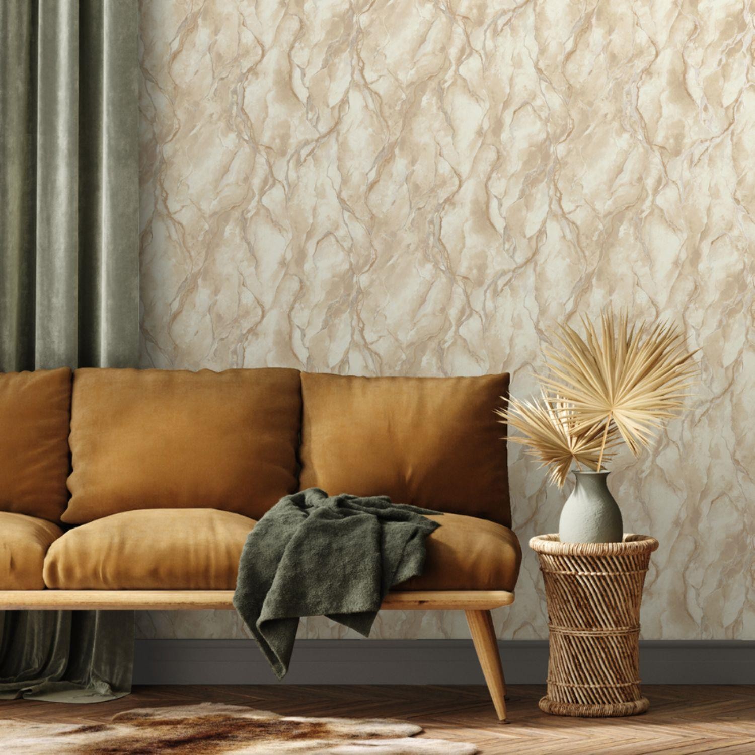 Rasch Pandora Cream Heavyweight Vinyl Wallpaper - Offset Match - Image 2