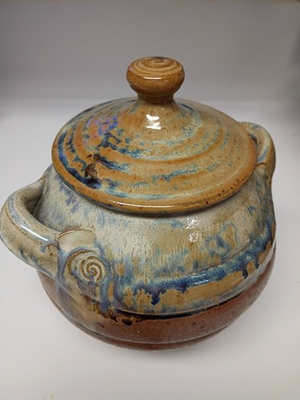 #ad Handmade Pottery by Rusty Sieck Signed Studio Art Bean Pot $95.00