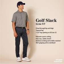 AMAZON ESSENTIALS MEN'S SLIM-FIT STRETCH GOLF PANT - SIZE: MEN 42WX30L - BLACK
