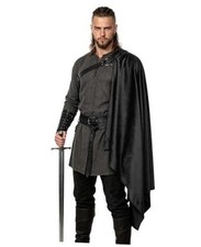 Medieval Shoulder Cape Renaissance Half Cloak for Knight Cosplay Black