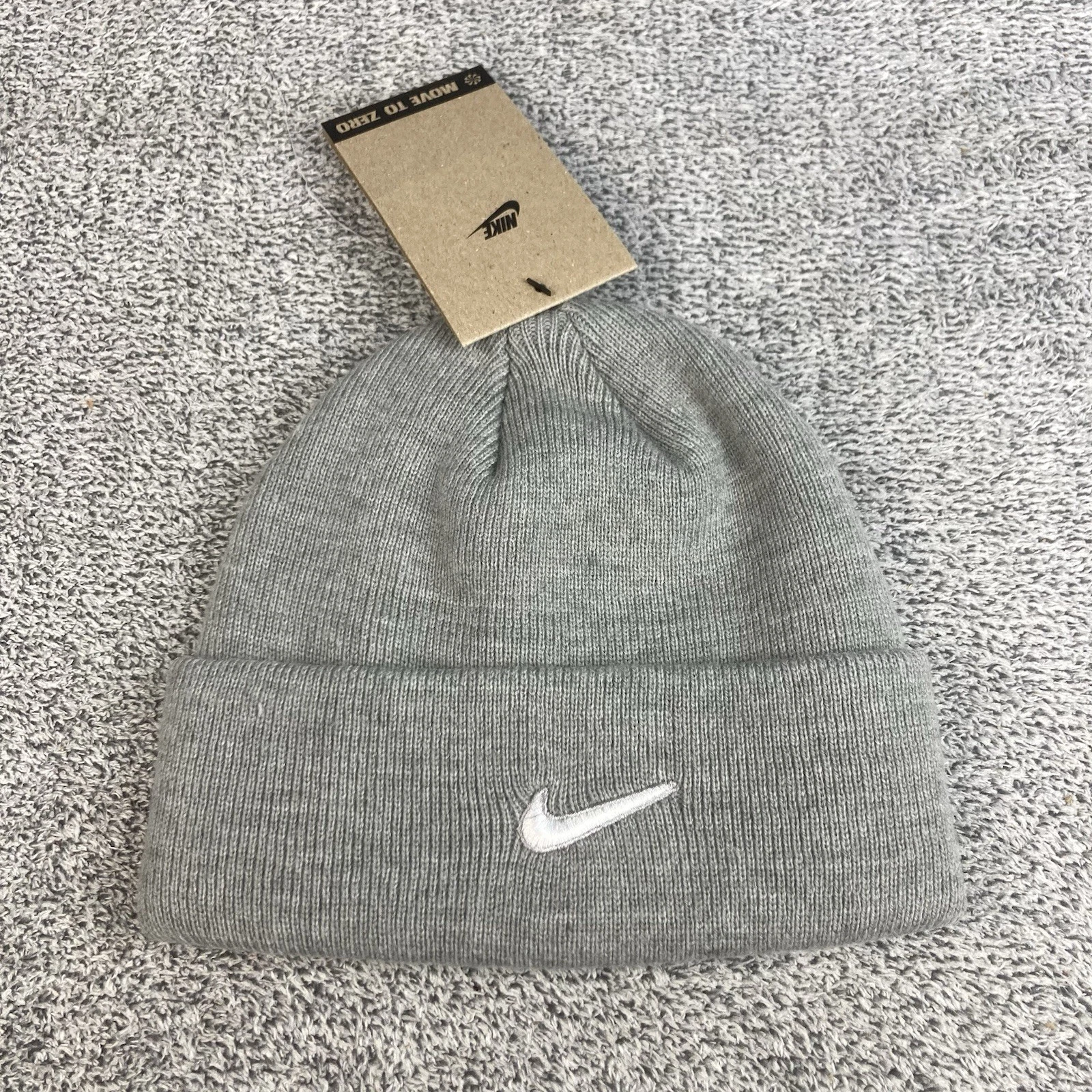 Nike Terra Short Cuff Cuffed Swoosh Beanie Hat Gray Adult One Size OS HF0189-063