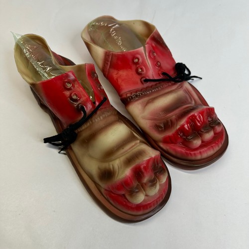VTG Oversized Realistic Foot Teeth Clown Shoes Red Novelty Costume Accessory