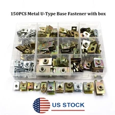 150PCS Mixed Metal U-Type Base Fender Bumper Leaf Board Fastener Clip USA Ship