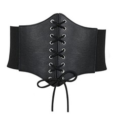 Corset Belt for Women Lace Up Elastic Waist Belts Fit Waist 26"-29" A-black