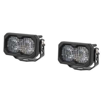 C2 Pro Standard Series 2'' 2x25.6W Flood Beam LED Lights, w Amber Backlight