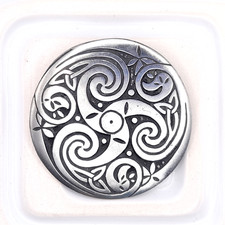Vintage Celtic Knot Triskelion Brooch Pewter Tone Jewellery Highland Wedding Gif