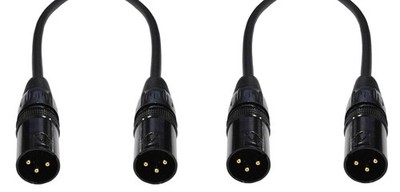 x2 XLR Male to Male Microphone Patch 1-25ft Cable Balanced 3-Pin Mic Extension