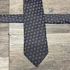 Brooks Brothers Neck Tie Makers Gray Purple Mens Paisley Italian Silk USA Made