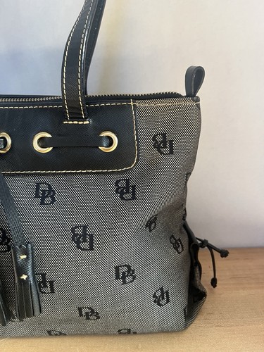Vintage Dooney & Bourke Signature Satchel Tasche Handtasche Schwarz & Grau - Bild 3 von 24