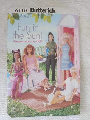 Butterick 6110 Summer vacation doll clothing to sew for fashion dolls 29cm tall - image 1 of 4
