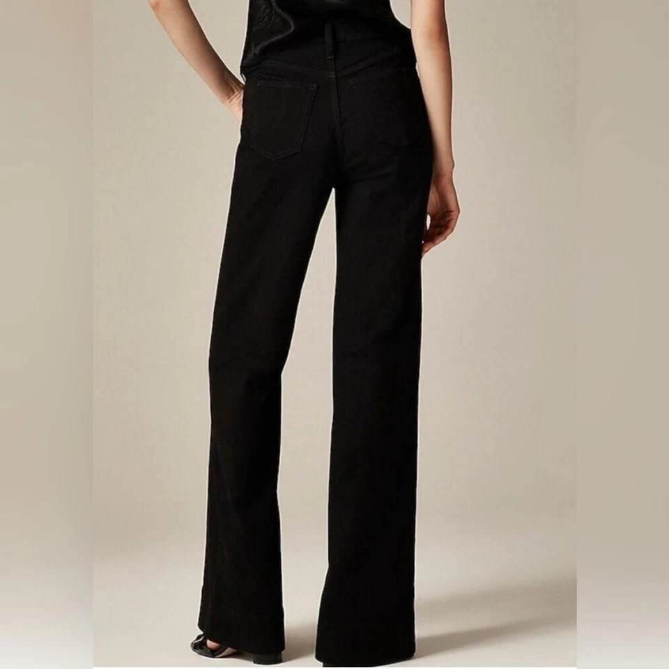 NWT J.Crew 1996 High-Rise Wide-Leg Black Denim Trouser Jeans – Size 30 Tall - Image 3 of 4