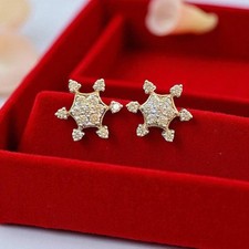 Classy 1.50 TCW Round Brilliant Cut Diamonds Star Stud Earrings in 14K Rose Gold