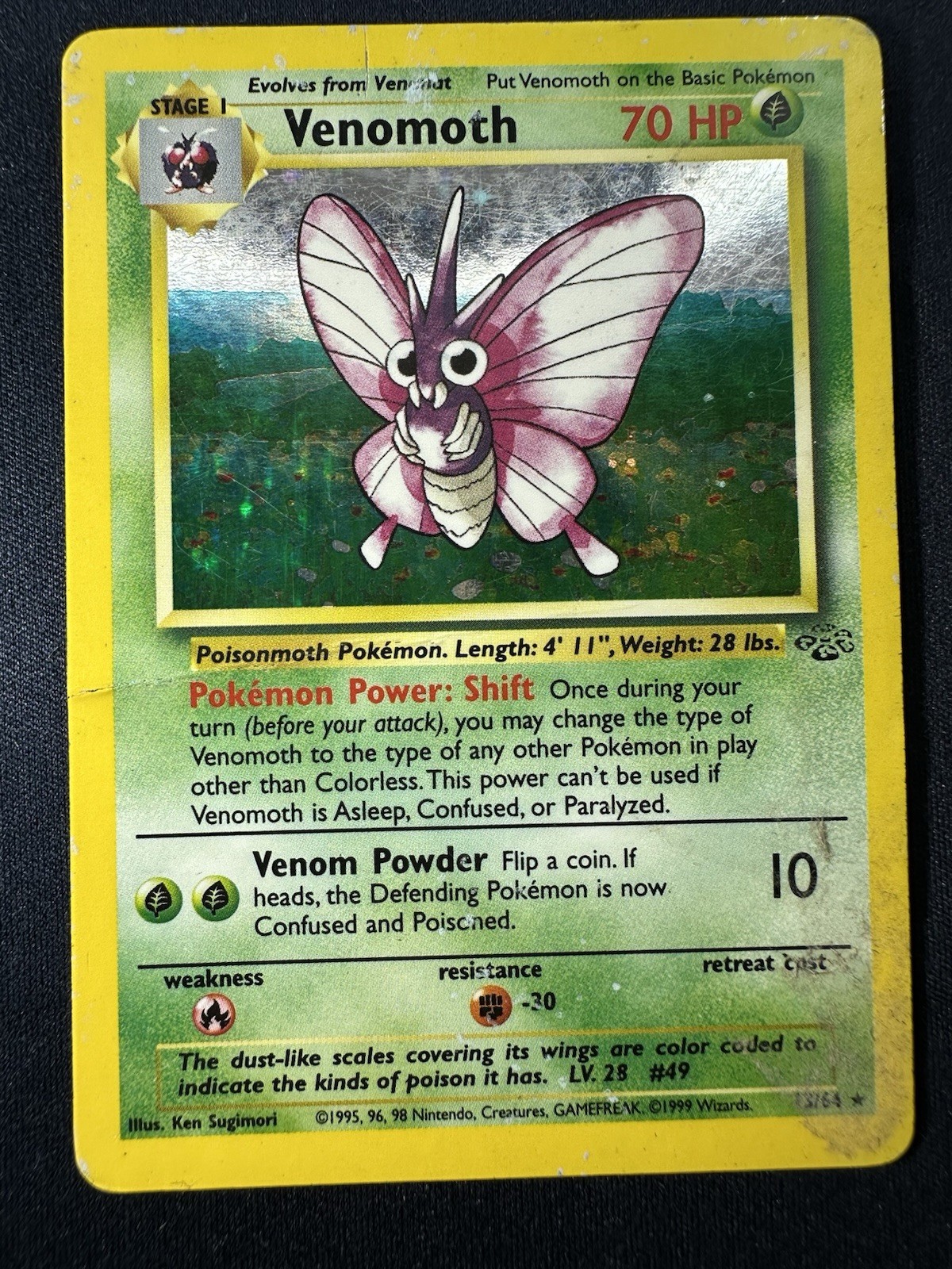 Venomoth 13/64 Rare Holo Jungle Set Pokemon Card DMG Free Shipping B