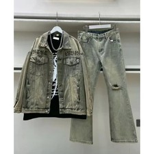 Luxury Men Denim Trendy 2-Piece Set Embroider...