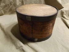 Antique 19th C Banded Wood Pantry Box Advertising Tea Japan As Is for Repair