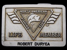 IG01155 VINTAGE 1970s NORTH AMERICAN FISHING CLUB ROBERT DURYEA BUCKLE