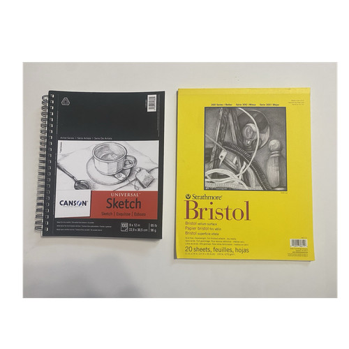 Canson Sketch Book 9x12 100 Sheets & Strathmore Bristol Board 11x14 20 Sheets