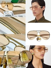 Bottega Veneta BV1305S Gold Frame Light Brown Lens Unisex Aviator Sunglasses